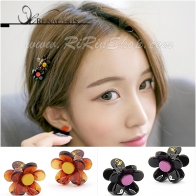 Renachris ที่หนีบผมเซลลูโลสดอกไม้ เก็บปอยผม ( ราคาต่อคู่ )