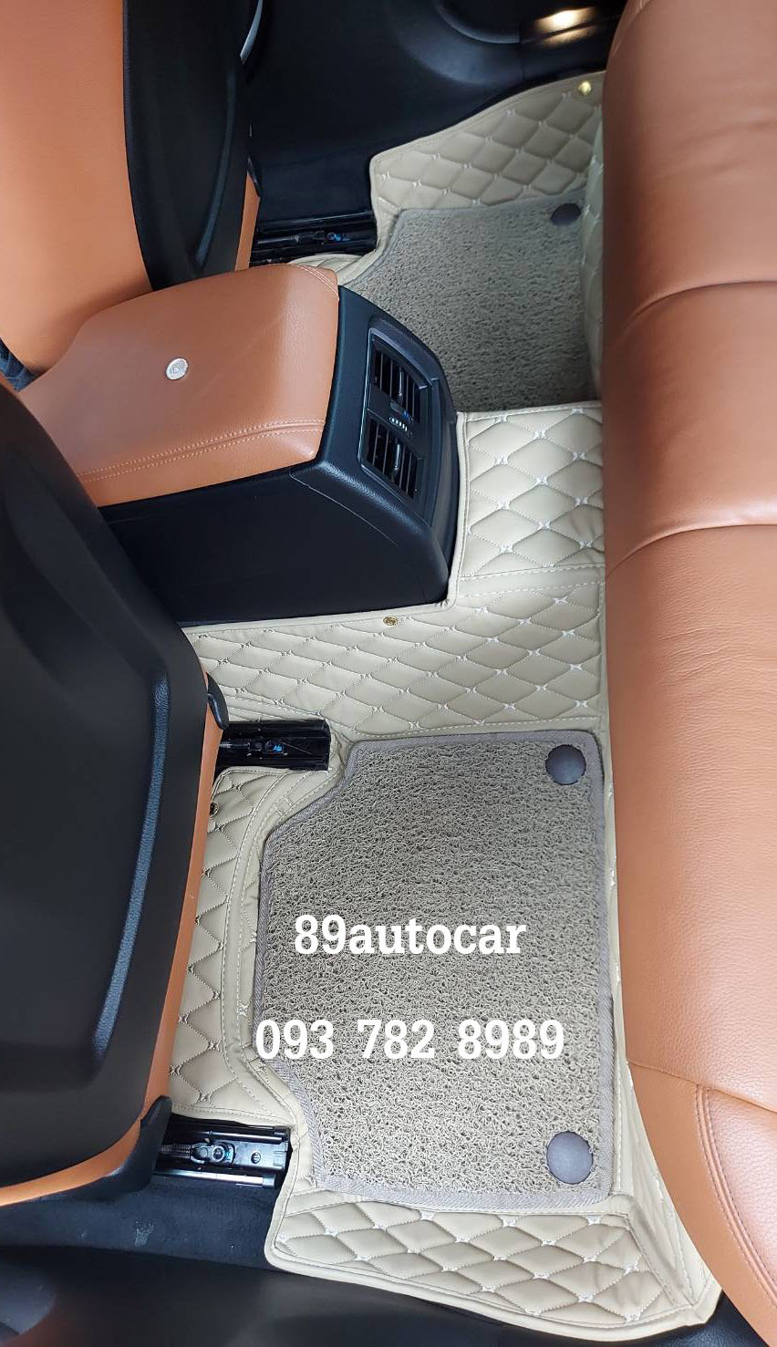 พรมปูพื้นรถยนต์ BMW 320d F30 2016 ปูพรม7D สีครีม + พรมดักฝุ่นสีครีม เต็มคัน