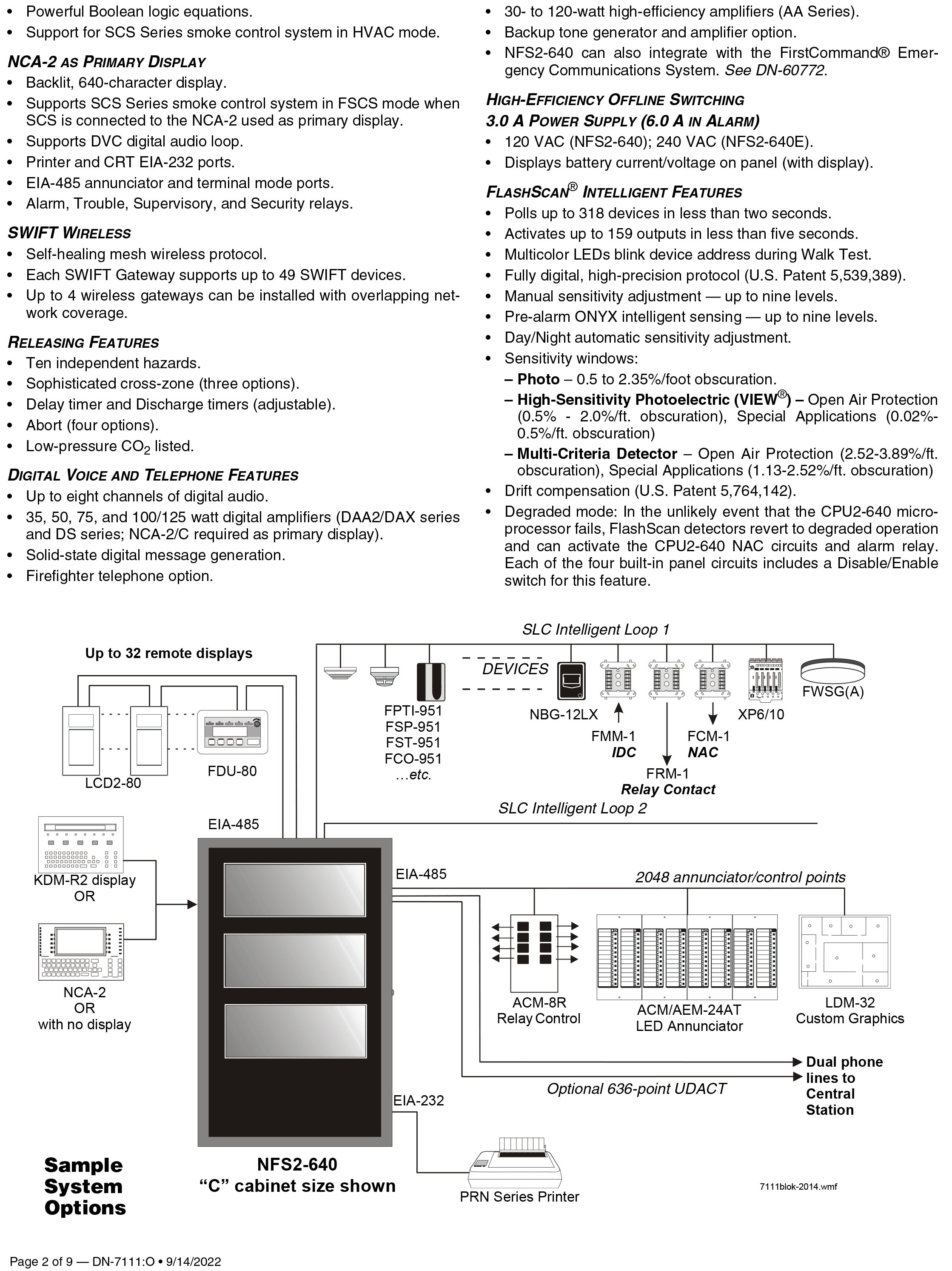 "NOTIFIER" NFS2-640E Intelligent Fire Alarm Control Panel UL/USA Standard