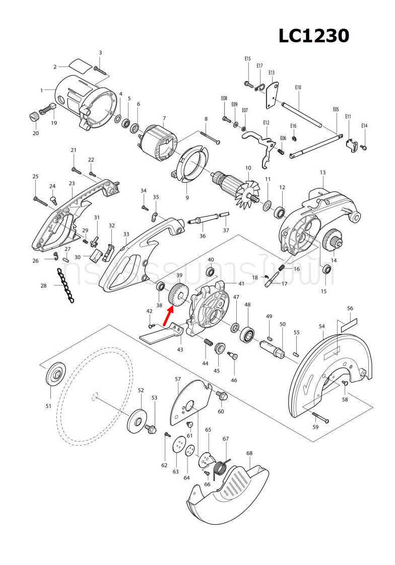 เฟือง แท่นตัดเหล็ก Makita มากีต้า LC1230 [#39] Pn.226427-8 (แท้) ##
