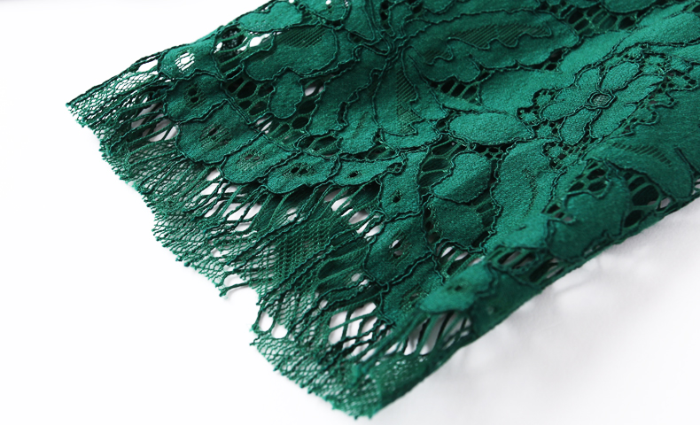 พร้อมส่ง ชุดทำงาน เดรสลูกไม้ สีเขียว แบบเรียบหรู แต่งเลื่อมปักรูปแมลงปอ ** พร้อมส่งไซส์ L , M **