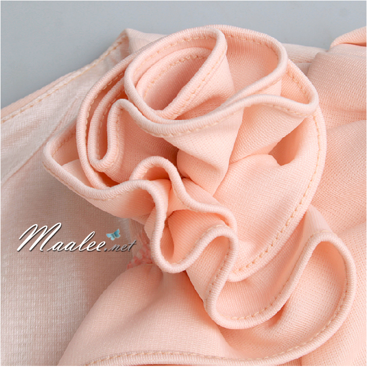 Sale ชุดราตรีสั้น แขนสั้น สีชมพู แต่งดอกไม้ช่วงคอ (เหลือเฉพาะ M , L )