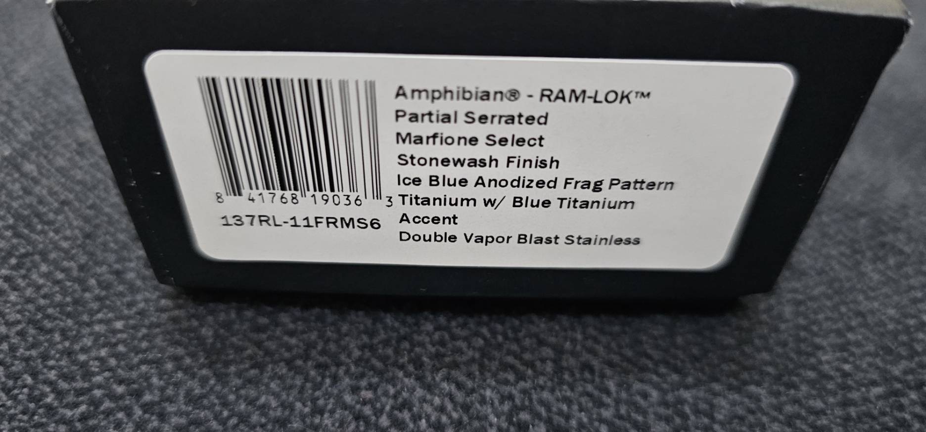 Microtech Marfione Select Amphibian RAM LOK Ice Blue Frag Titanium Handles & Serrated Stonewash M390MK & Blue Accents