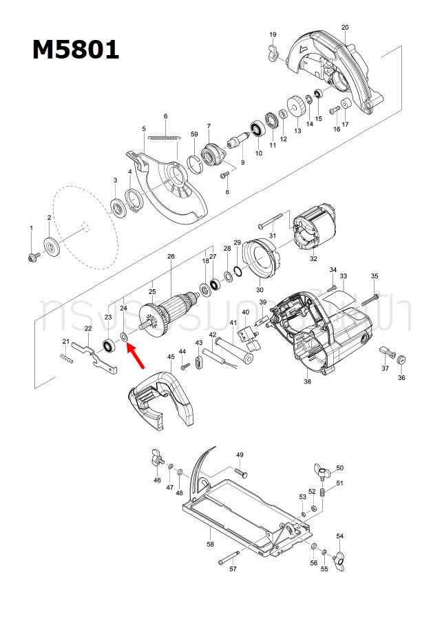 FLAT WASHER 10 กบไสไม้ Makita มากีต้า M1100, M1100KX1B [#21], MT560, MT580, MT582, MT583, M5801, M5801B [#24] Pn.267256-0 (แท้) ##(*)