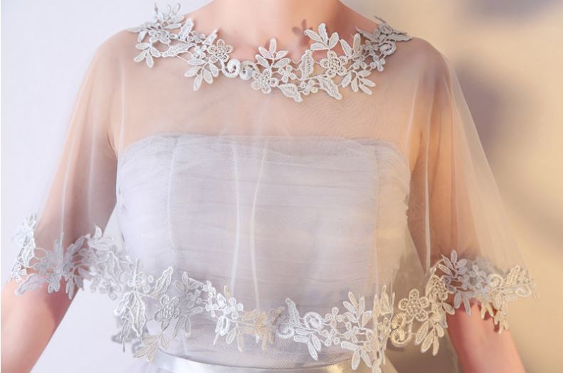 Preorder เสื้อคลุมชุดราตรี ตาข่ายลูกไม้ สีเทา สวยหรู