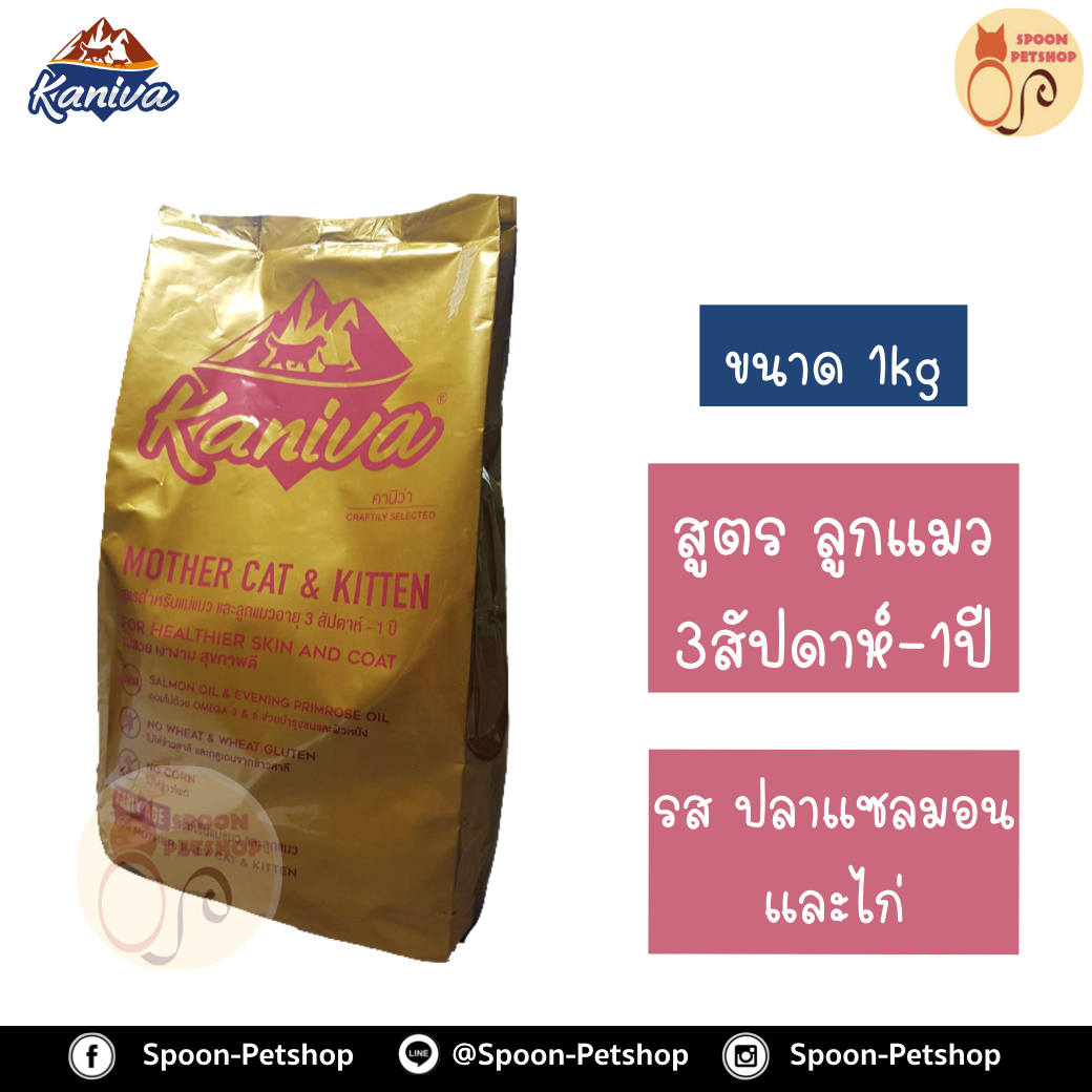 Kaniva อาหารแมว คานิว่า สูตรลูกลูกแมว รสปลาแซลมอน และไก่ แบ่งถุงโรงงาน 1kg