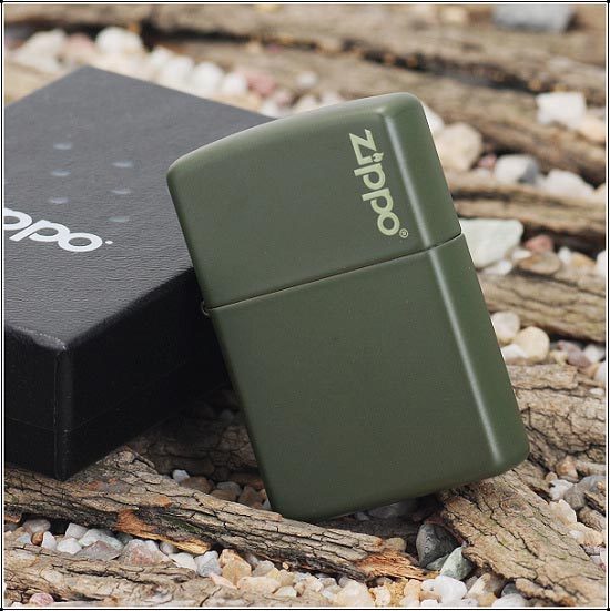 ไฟแช็ค Zippo แท้ " Zippo 221ZL Logo Green Matte Finish Lighter " แท้นำเข้า 100%