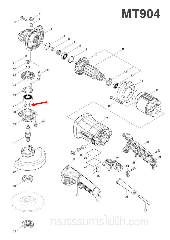 FLAT WASHER 15 หินเจียร Maktec-มาคเทค MT904 [#38] Pn.267274-8 (แท้) ##