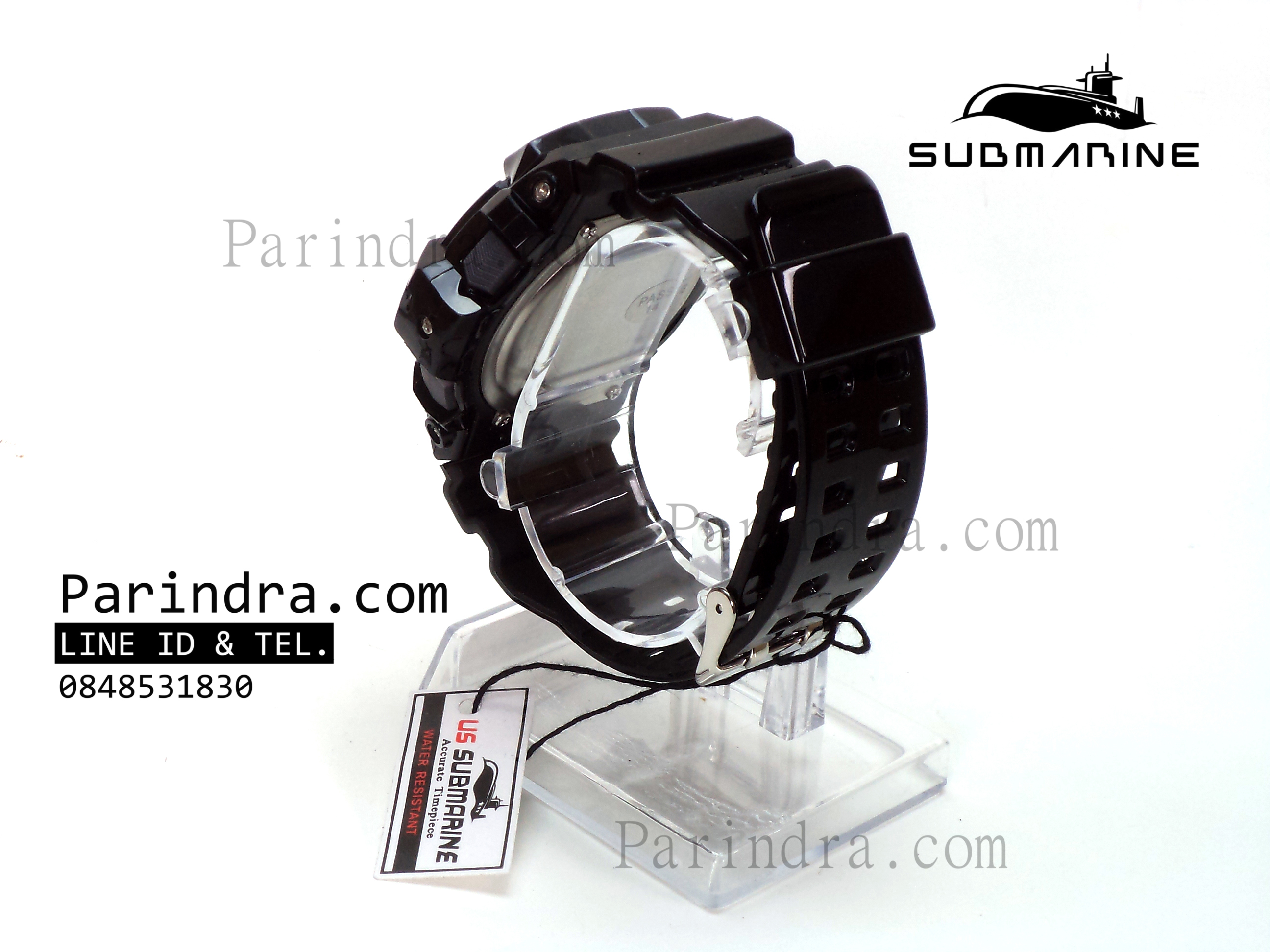 นาฬิกา US submarine TP1329M สีดำล้วน ระบบดิจิตอล สายซิลิโคนผิวมัน