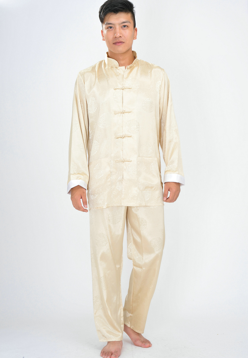 Pre-order ชุดจีน ชาย เสื้อพร้อมกางเกง สีทอง