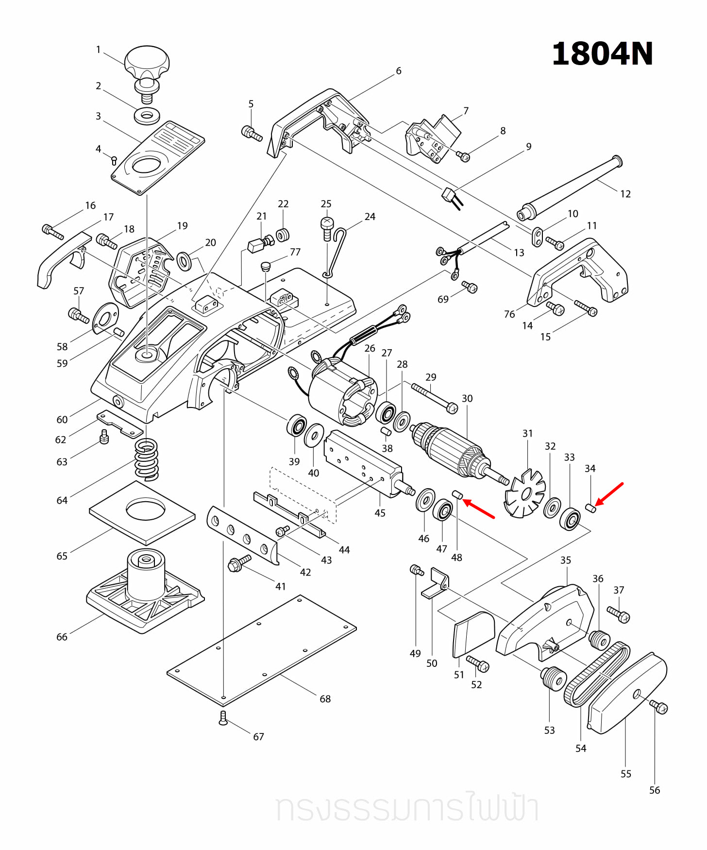สลักยาง Makita 1100, 2414, 2414NB, 3501N, MT871, 1804N, 1805N, 5103N, 5201N, 5401N, 5402 Pn. 263005-3 (แท้)