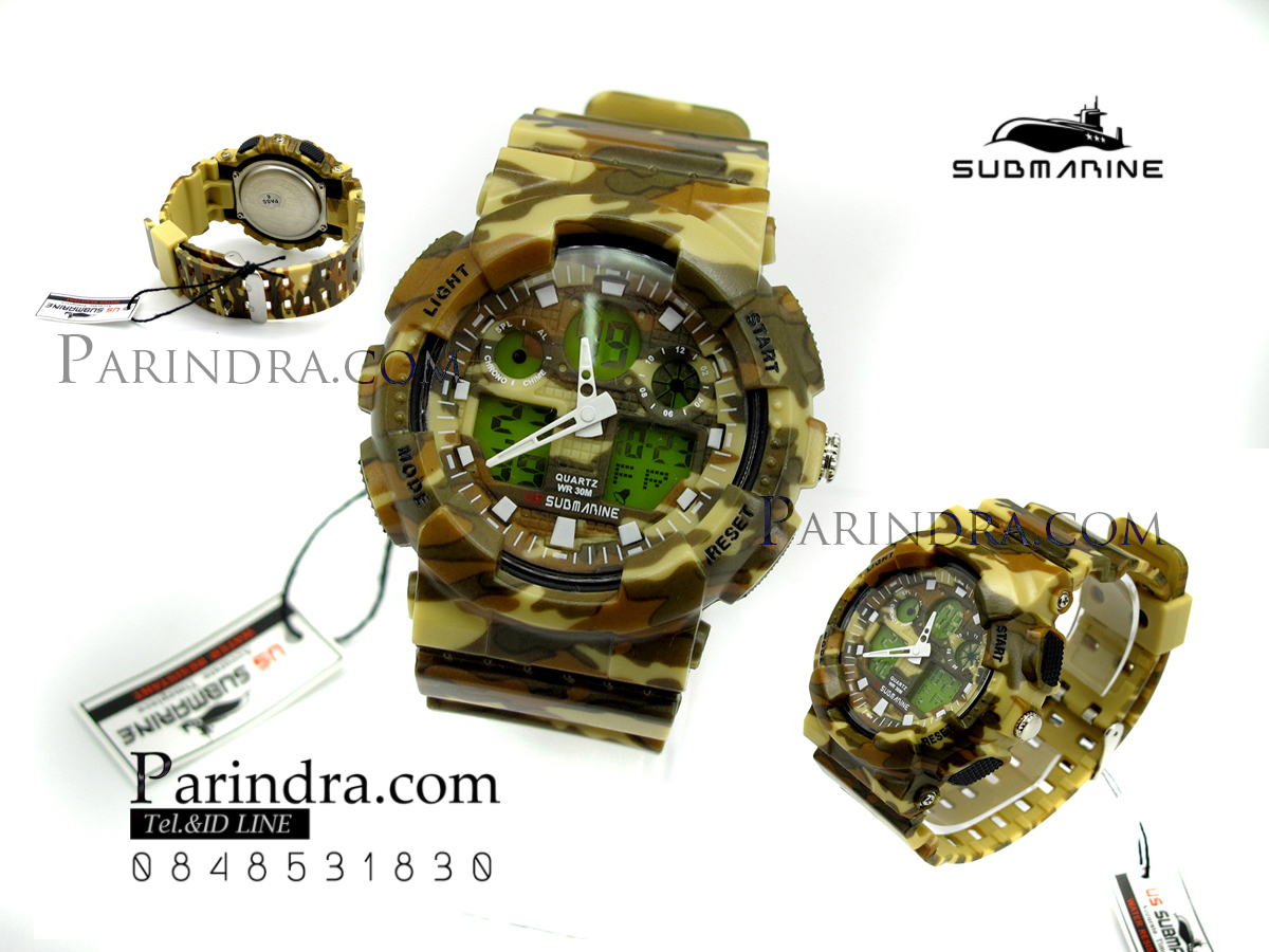 นาฬิกา US submarine รุ่น TP3176M (Military) สีลายพรางทหารสีน้ำตาล หน้าปัดพื้นเขียว
