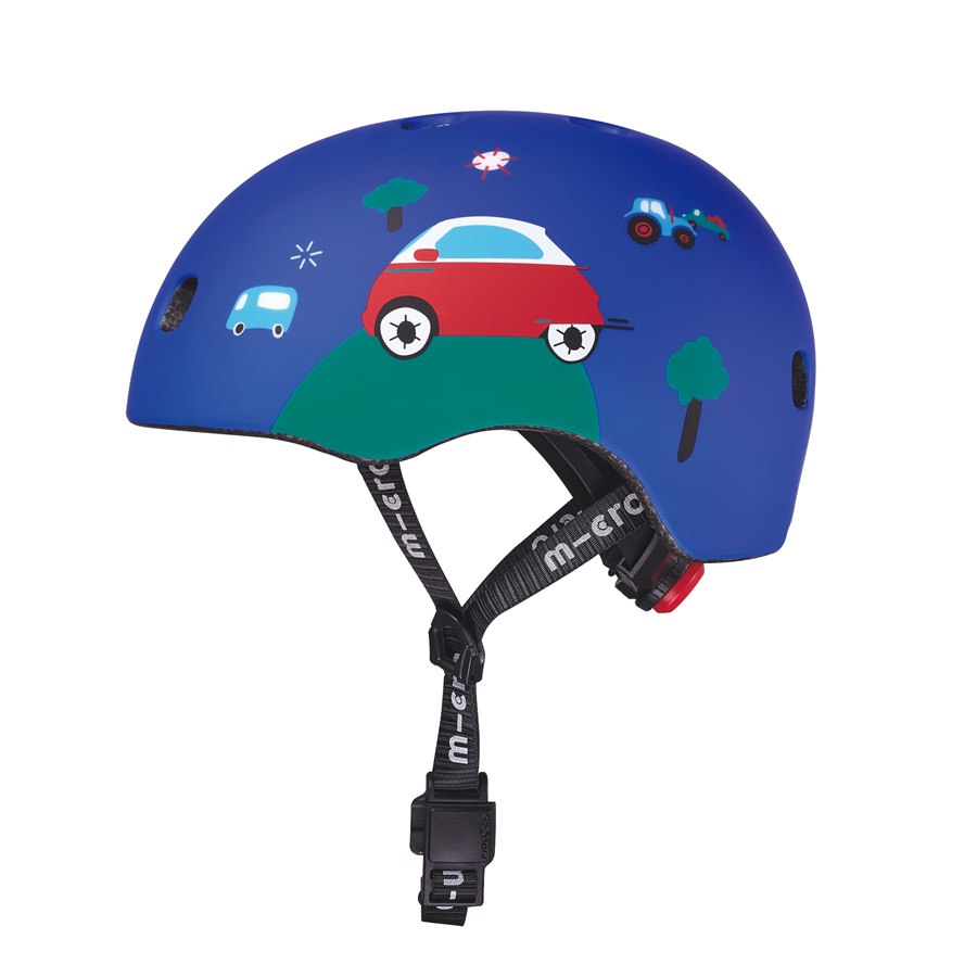 หมวกกันน็อคสำหรับเด็ก MICRO สีสันสดใส การออกแบบที่คำนึงถึงความสะดวกสบายและความปลอดภัย มีแผ่นโฟมหนาป้องกันแรงกระแทกได้ดี และสายรัดคางที่ปรับได้