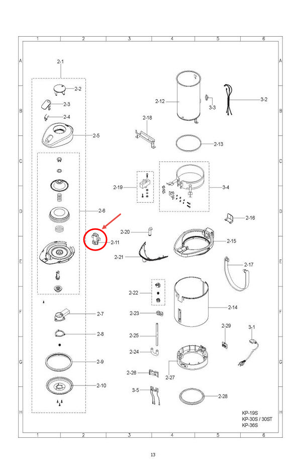 ท่อไอน้ำ(บี) กระติกน้ำร้อน ชาร์ป(Sharp) KP-19S, KP-20B, KP-Y20BT, KP-30S, KP-30ST, KP-31BT, KP-36S Pn.3X316 (แท้)