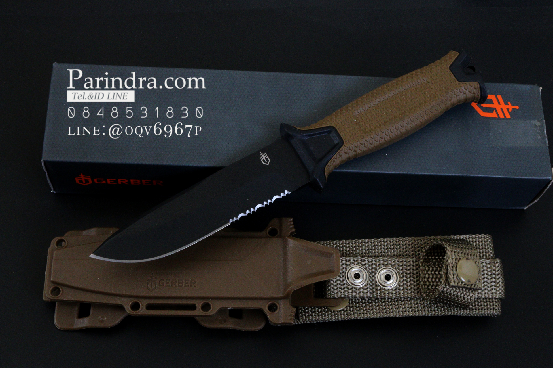 มีดใบตาย Gerber Strong Arm Semi serrated Fixed Blade OEM สีน้ำตาล ขนาด 10 นิ้ว หล่อสุดๆ A++