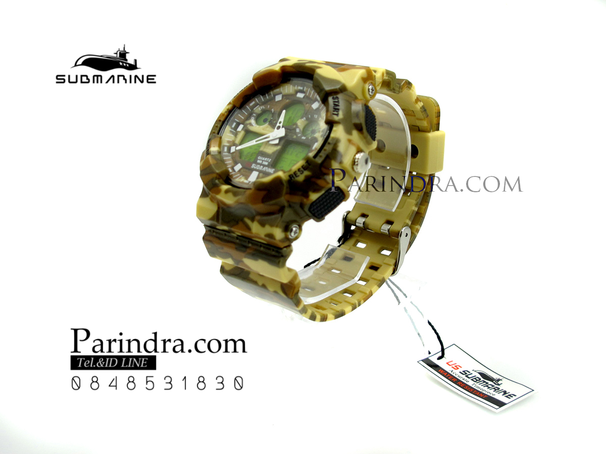 นาฬิกา US submarine รุ่น TP3176M (Military) สีลายพรางทหารสีน้ำตาล หน้าปัดพื้นเขียว