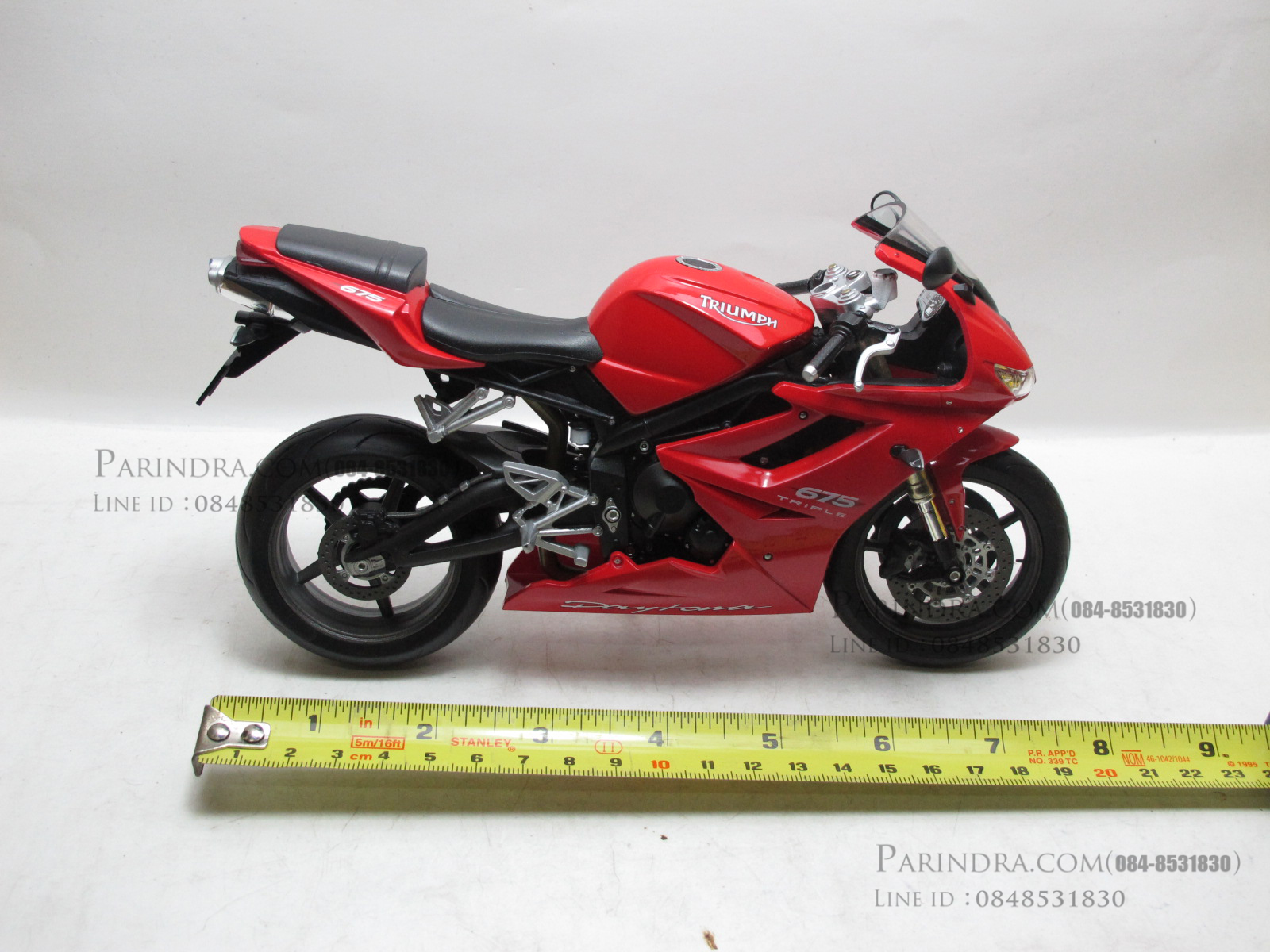 โมเดลรถบิ๊กไบค์ TRIUMPH 675 สีดำแดงสวยมากๆครับมีคลิปรีวิว