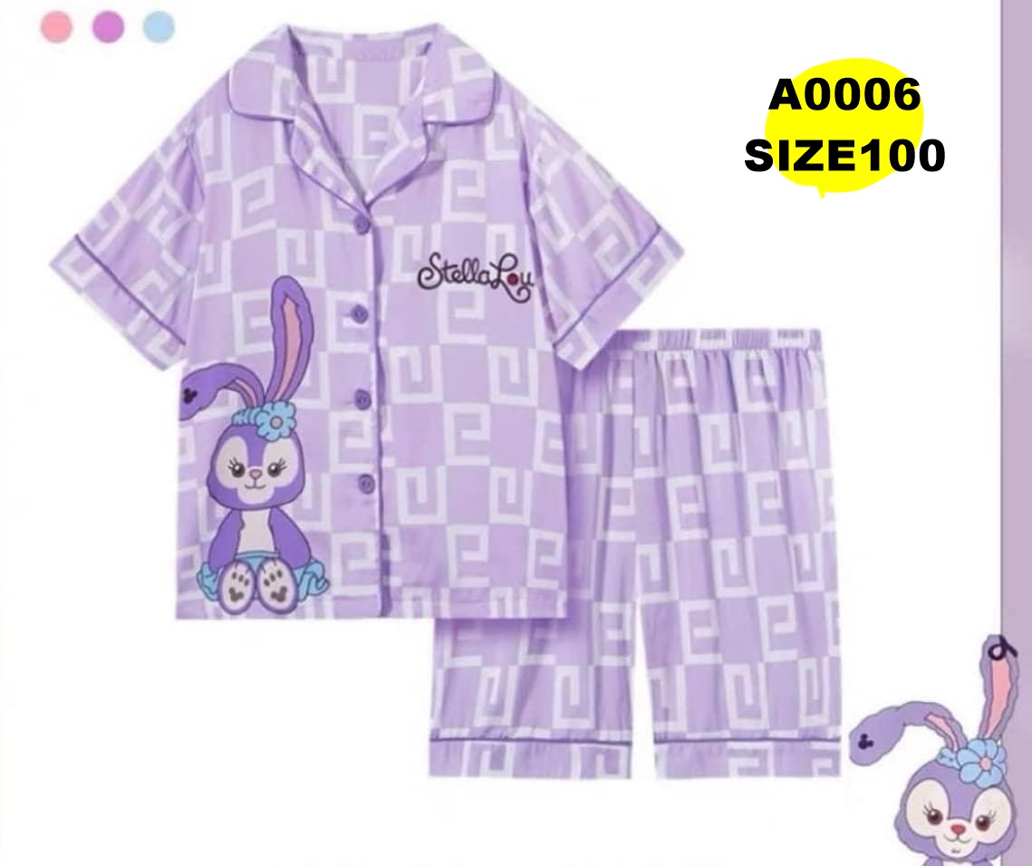 ชุดนอนคอปกตัวสั้นลูกสาวสีม่วง ไซส์ 100