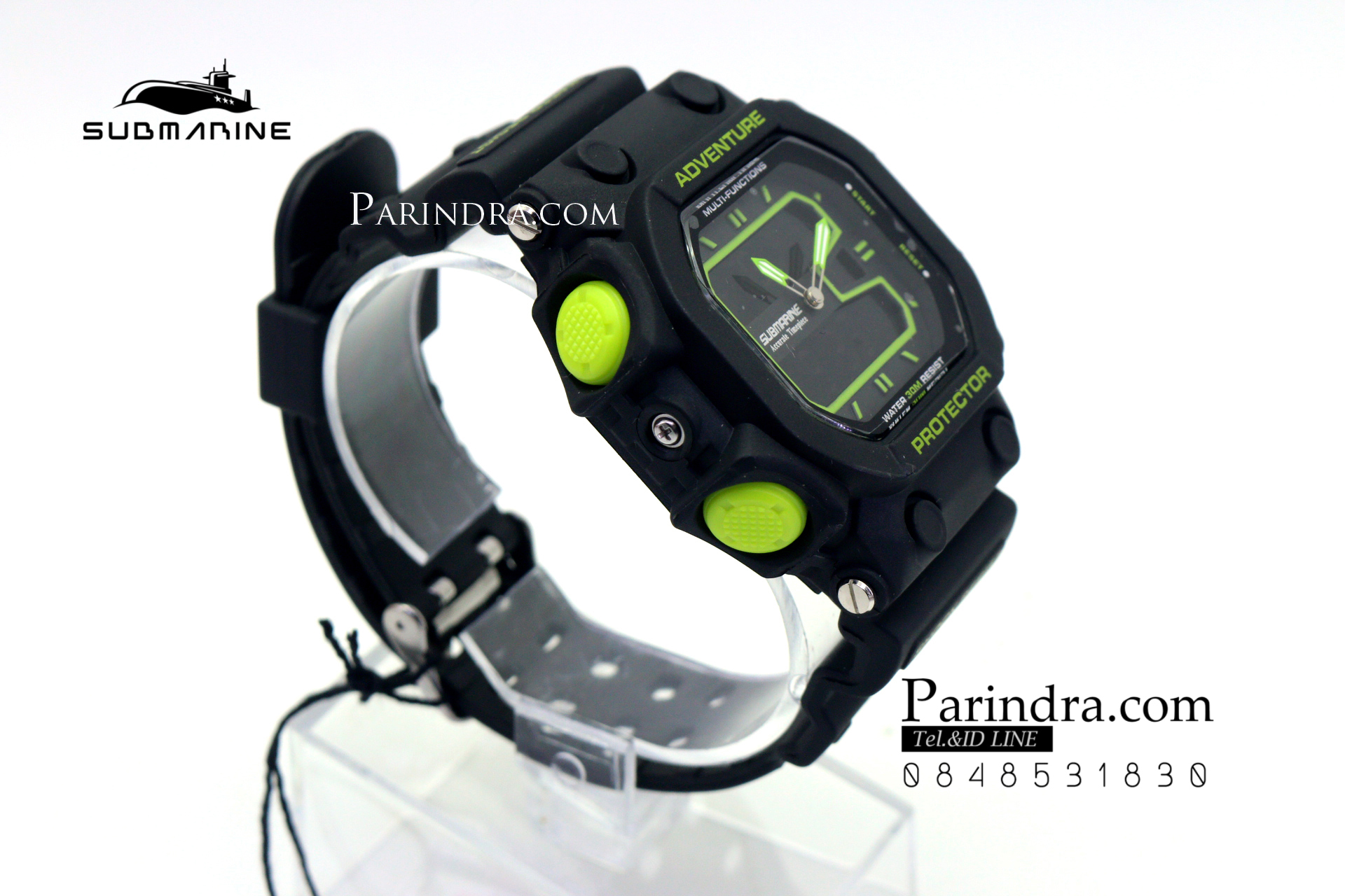 นาฬิกา US submarine รุ่น TP3134M สีดำตัดเขียว จอดำ