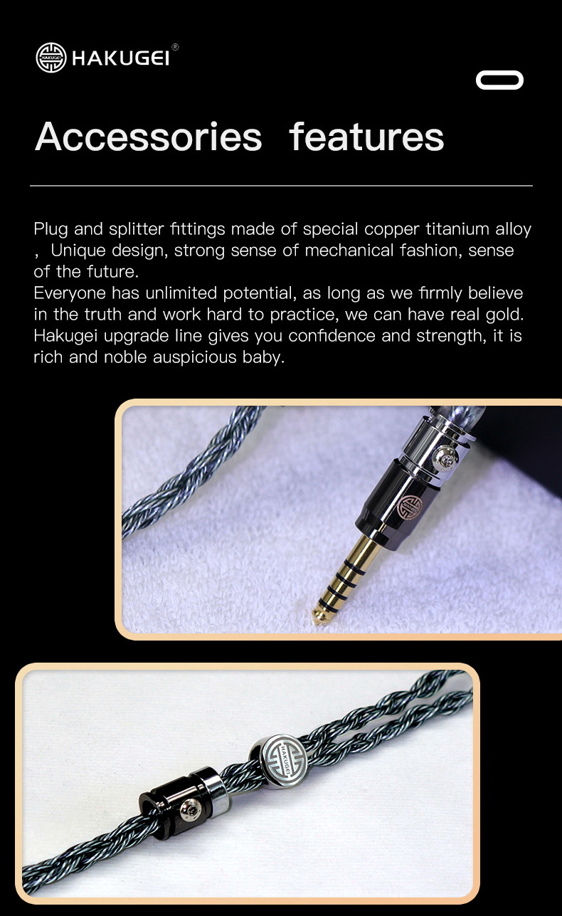 ขาย Hakugei Alfheim สายอัพเกรดหูฟัง 6N OCC Black Litz + ชุบเงิน 7N OCC Litz