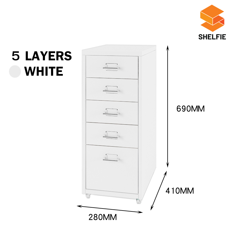 ตู้ลิ้นชักเหล็ก 5 ชั้น : ขนาด ส69cm x ก28cm x ล41 ซม.