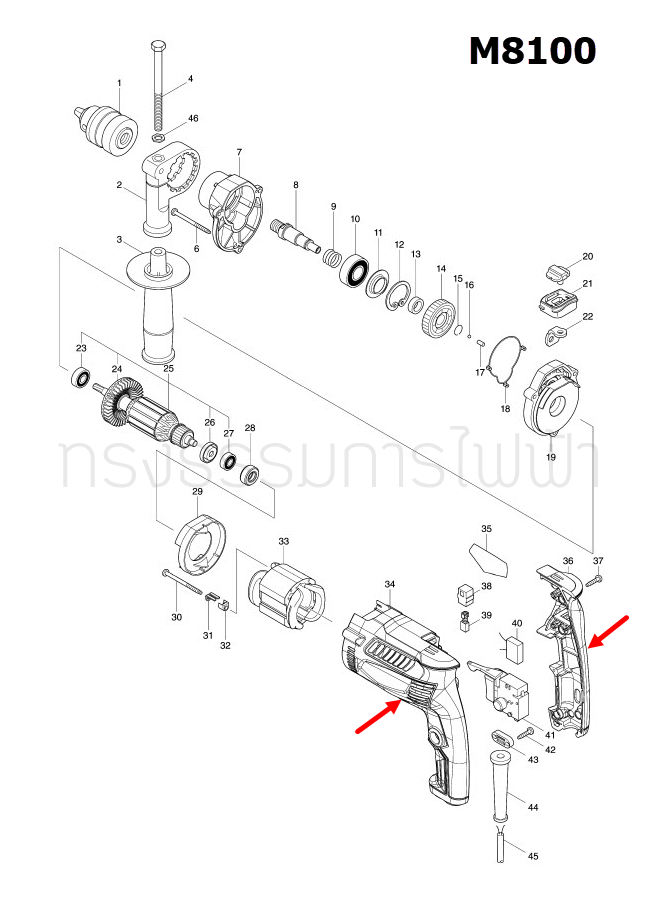 เสื้อฟิลคอยล์ สว่านกระเเทก Makita มากีต้า M8100 Pn.458782-2 (แท้) ##