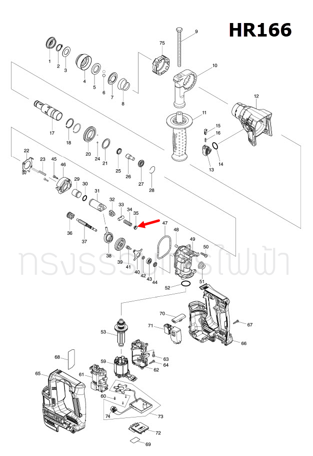 SPRING GUIDE สว่านโรตารี่ Makita มากีต้า HR166, HR166D [#35] Pn.347102-4 (แท้) ##(**)