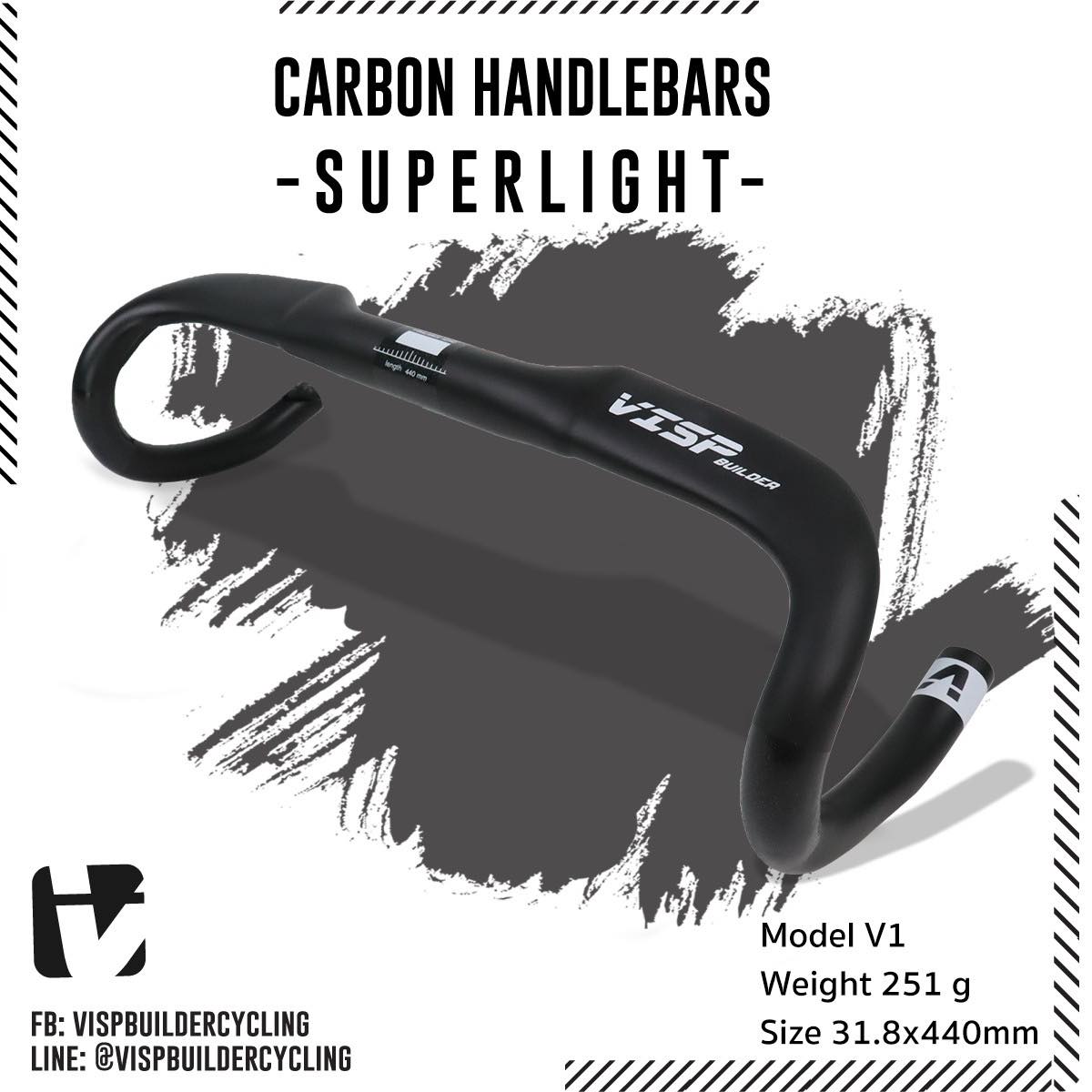 แฮนด์คาร์บอนเสือหมอบ VISP BUILDER V1 Aero integrated Handlebar, Reach80/Drop120mm.