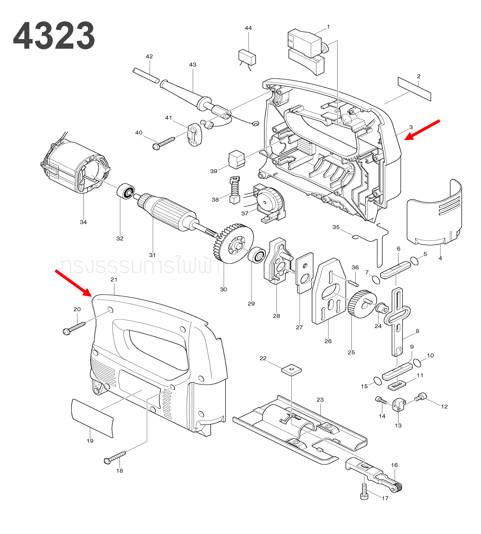 เสื้อฟิลคอยล์ จิ๊กซอว์ Makita 4323 [#3,21] Pn.183030-7 (แท้) ##