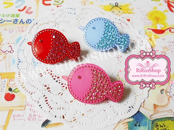 BoBo Collection กิ๊บติดผมปลาน้อยแต่งคริสตัล Swarovski ( ชมพู )