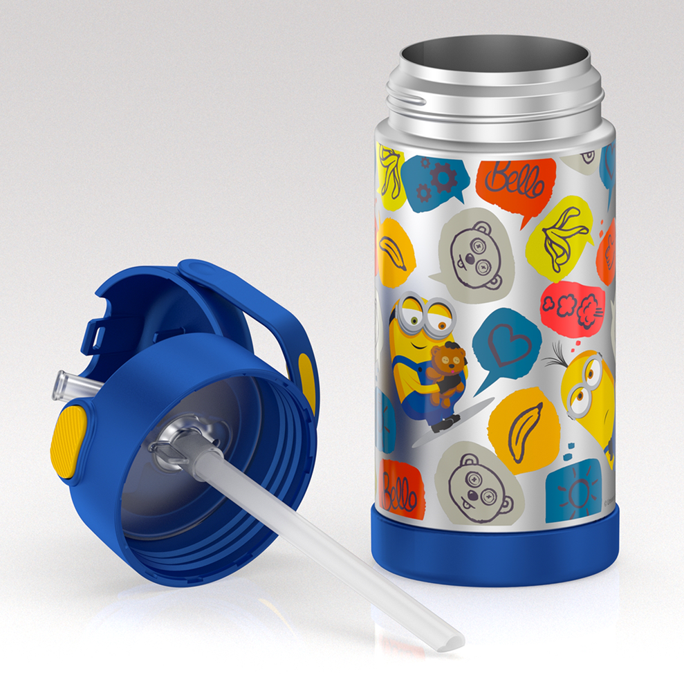 กระติกน้ำเก็บความเย็น มินเนี่ยน Thermos Vacuum Insulated Stainless Steel 12 Ounce Funtainer with Straw