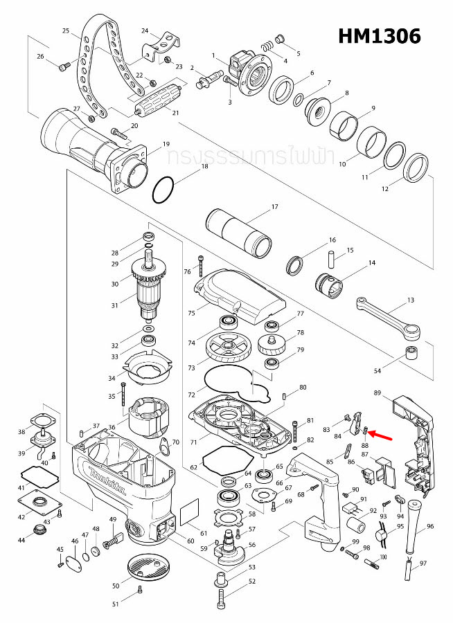 สปริง สกัด เจาะพื้น Makita มากีต้า HM1305, HM1306 [#88] Pn.231457-6 (แท้) ##