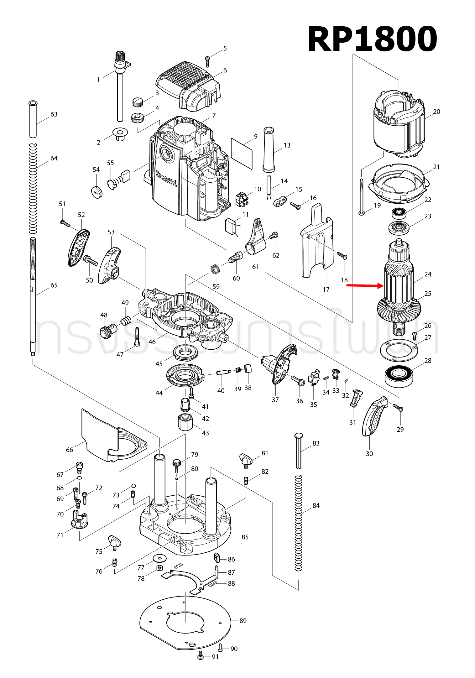 ทุ่น เร้าเตอร์ไฟฟ้า Makita มากีต้า RP1800 (แท้) ##