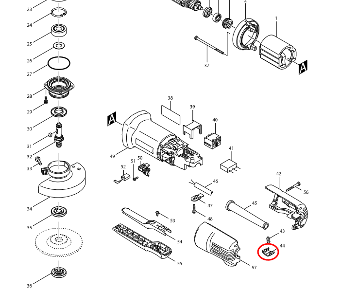 LOCK ON BUTTON หินเจียร Makita 9556HP [#44] Pn.418842-2 (แท้) ##