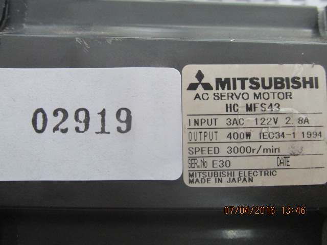 SERVO MOTOR “ MITSUBISHI ” รุ่น HC-MFS43