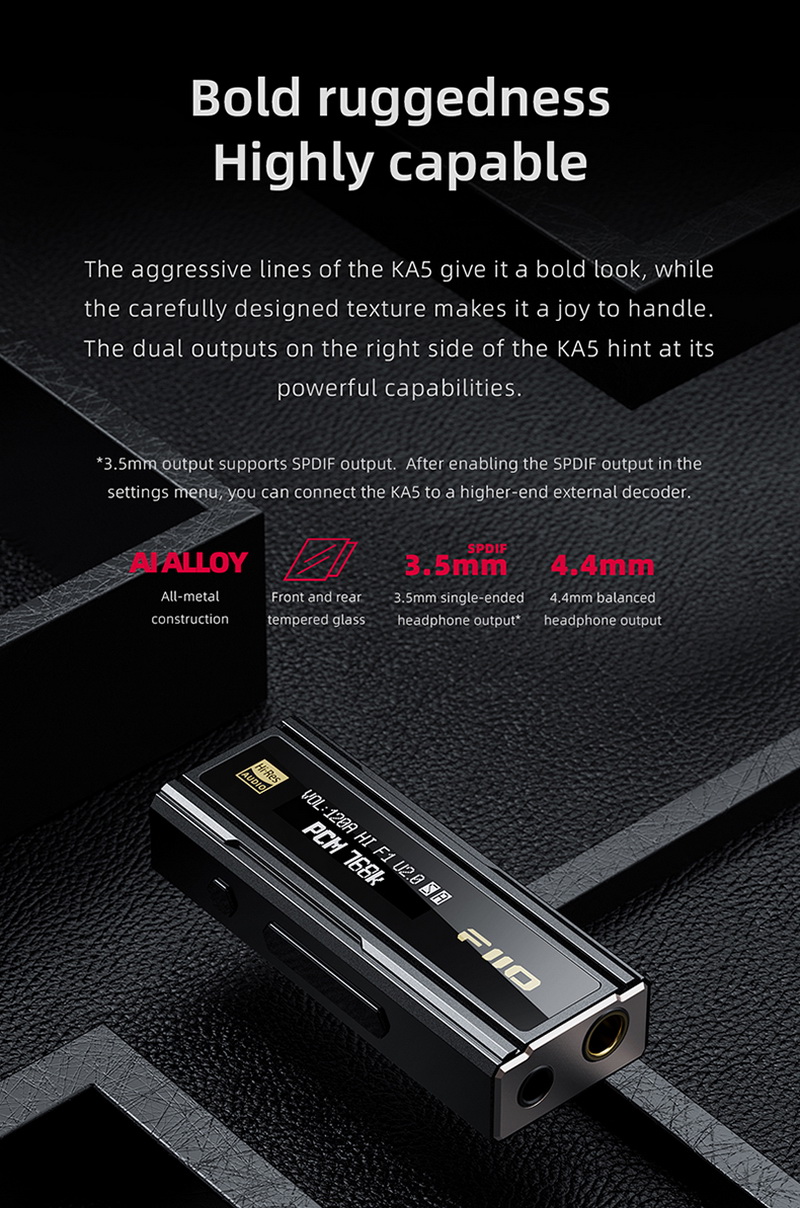 FiiO KA5 DAC/AMP พกพา พร้อมจอแสดงผล OLED ประกันศูนย์ไทย