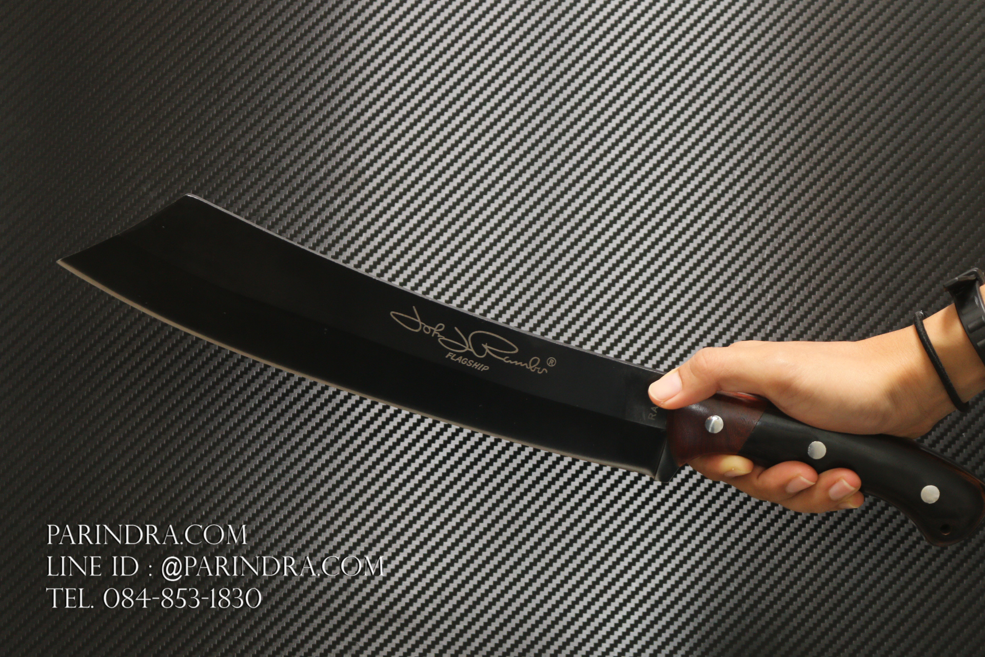 มีดเดินป่าใบตาย RAMBO IV แรมโบ้ 4 สุดโหด (ใบมีดสีดำ) ด้ามไม้