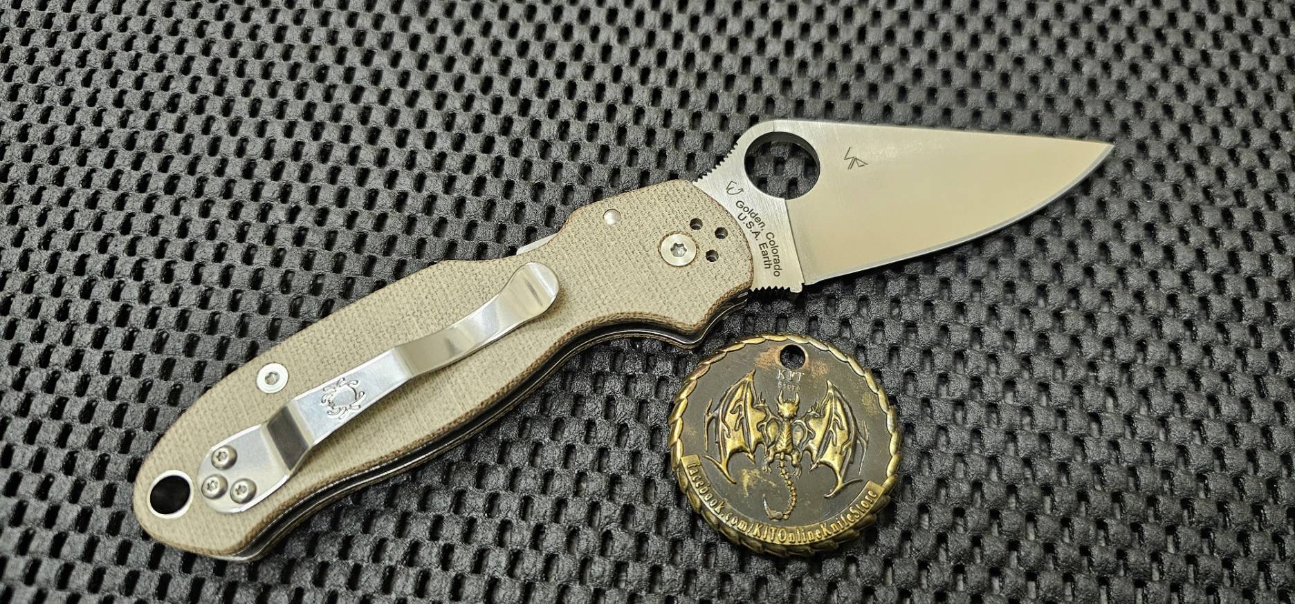 Spyderco Para 3 Knife Brown Canvas Micarta (3" Satin CPM CRU-WEAR)
