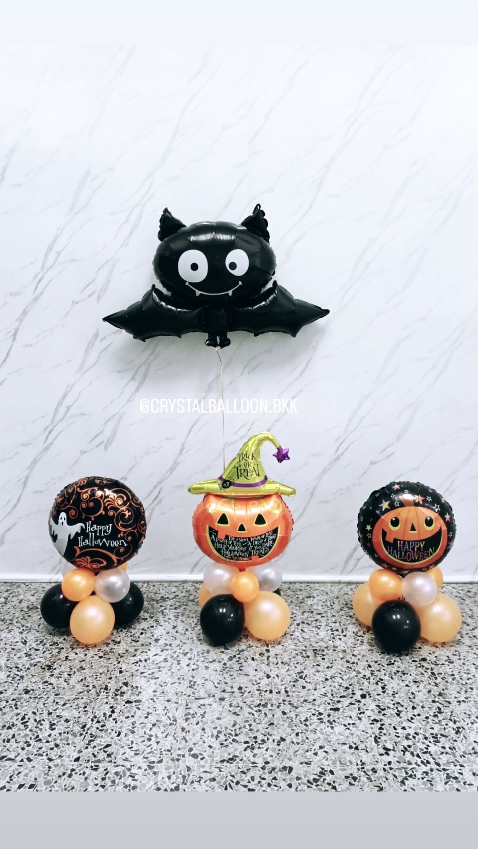 ลูกโป่ง Theme Halloween ตั้งฐาน 3 ชิ้น พร้อมตกแต่ง ฟอยล์ค้างคาว 1 ชิ้น สามารถเปลี่ยนสีลูกโป่ง/เปลี่ยนฟอยล์ตกแต่งได้