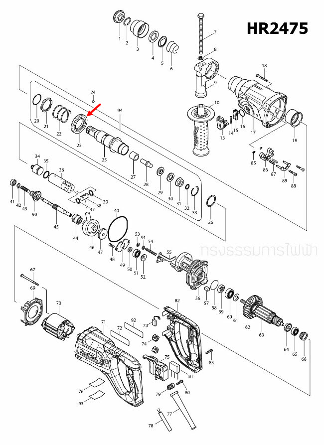 เฟืองเพลา SPUR GEAR 51 สว่านโรตารี่ Makita-มากีต้า HR2475 [#23] Pn.227109-5 (แท้) ##