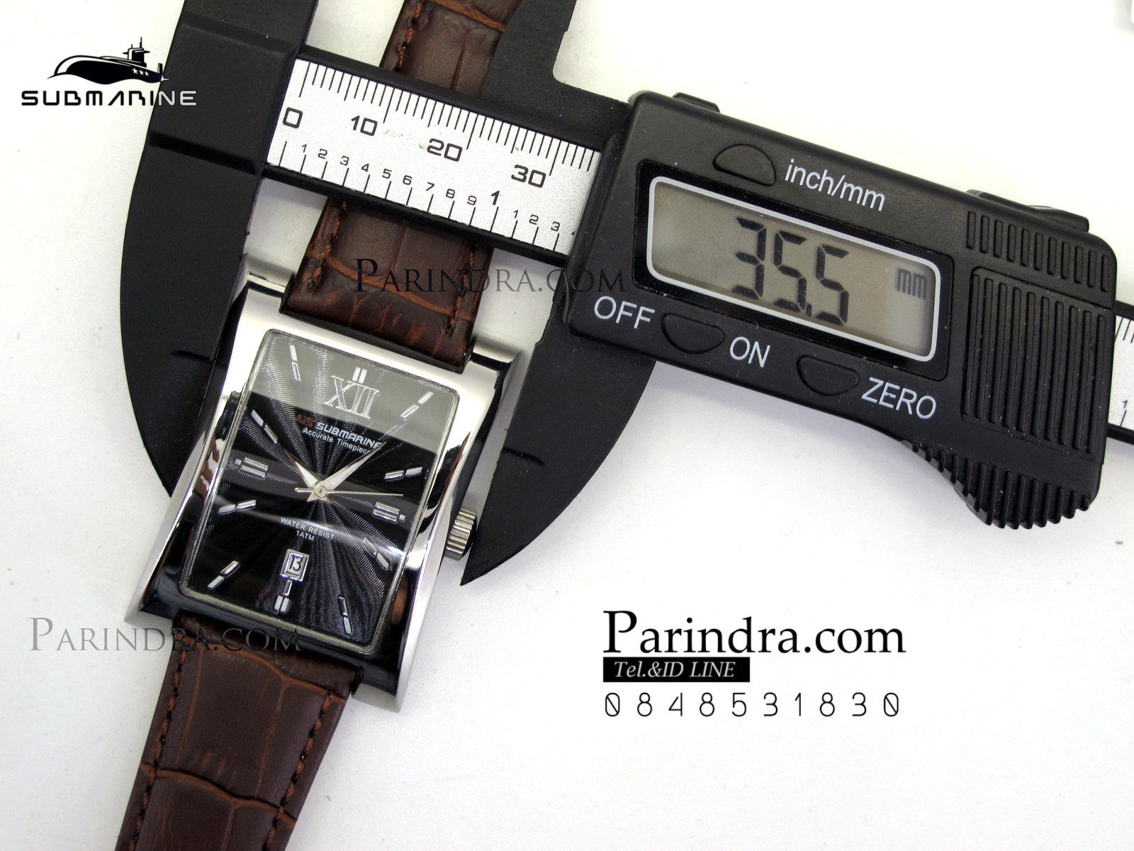 นาฬิกา US Submarine J113L-MD ของแท้ 100 % สายหนังน้ำตาลหน้าปัดดำ คู่