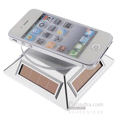 แท่นโชว์สินค้าแบบหมุน จานหมุน แท่นหมุน ถาดหมุน พลังงานแสงอาทิตย์ สีขาว