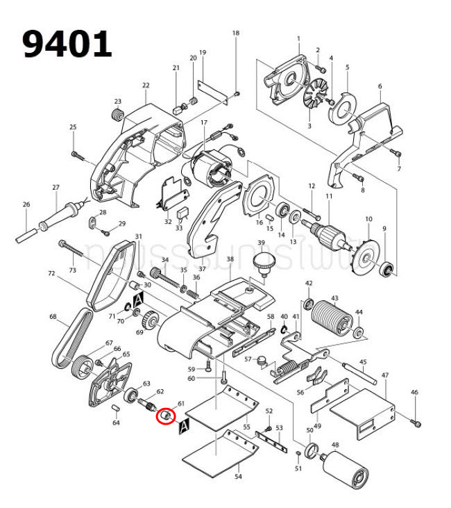 ลูกปืน 810 ปิด เครื่องขัดกระดาษทราย Makita 6013B, 6013BR, 6300LR, 8419B, 9401, 9402, 9900B, 9924DB Pn.212003-4 (แท้)## (*)