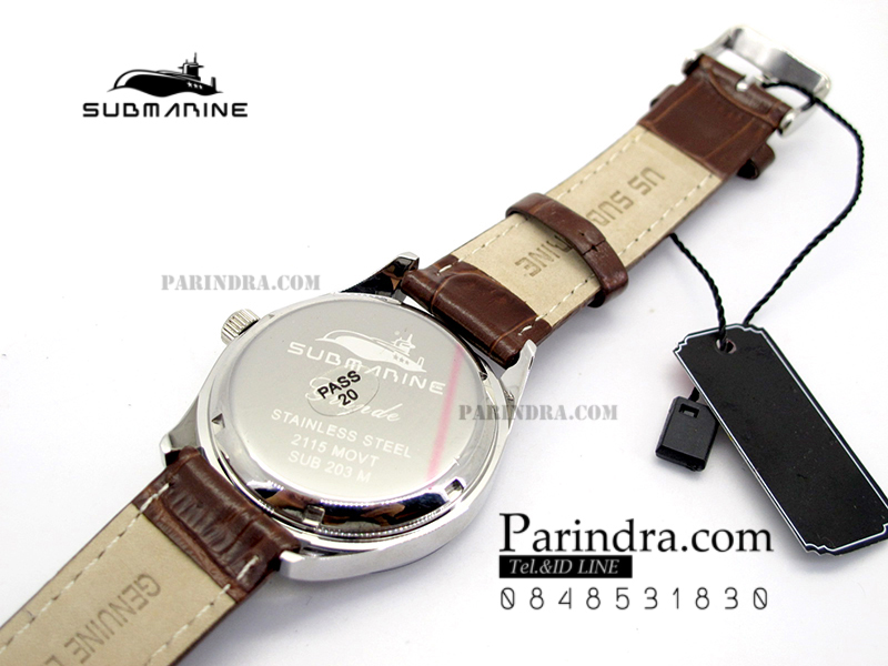 นาฬิกา US submarine Pro.รุ่น SUB203M สายหนังสีน้ำตาล-ขาว