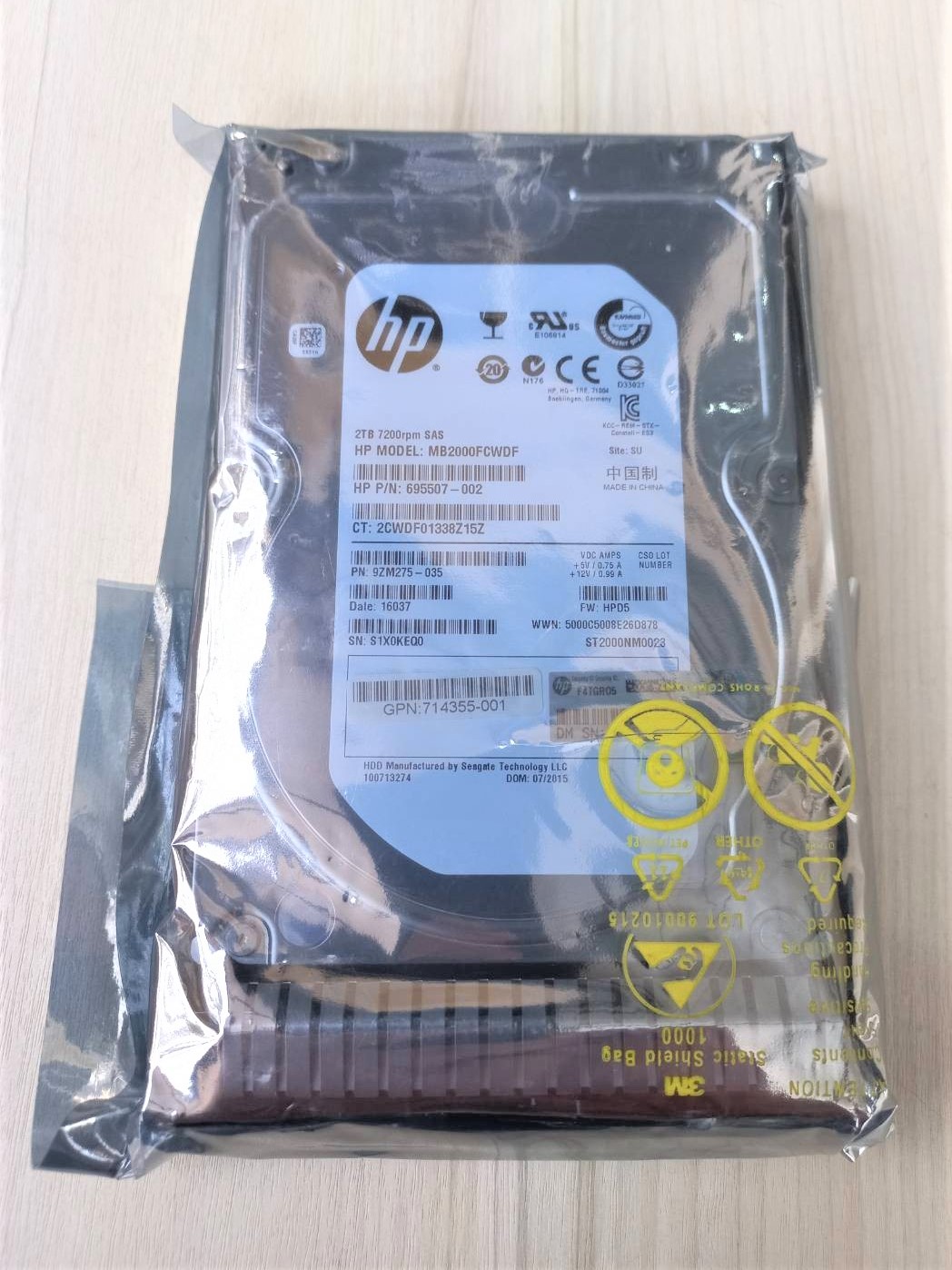 652757-B21 653948-001 695507-002 HP 2-TB 6G 7.2K 3.5 DP SAS.