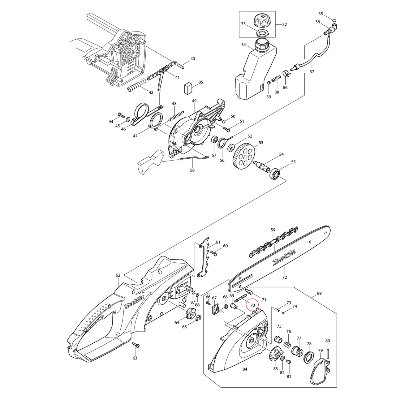 ADJUST SCREW Makita UC3020A1 [#70] Pn.324620-9 (แท้) ##(*)
