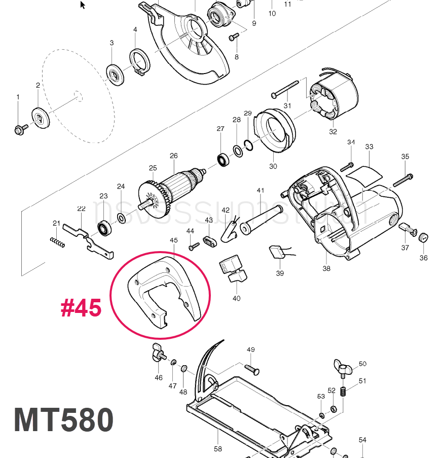 ด้ามจับ เลื่อยวงเดือน Maktec MT560, MT580 Pn.418148-8 (แท้) ##(*)