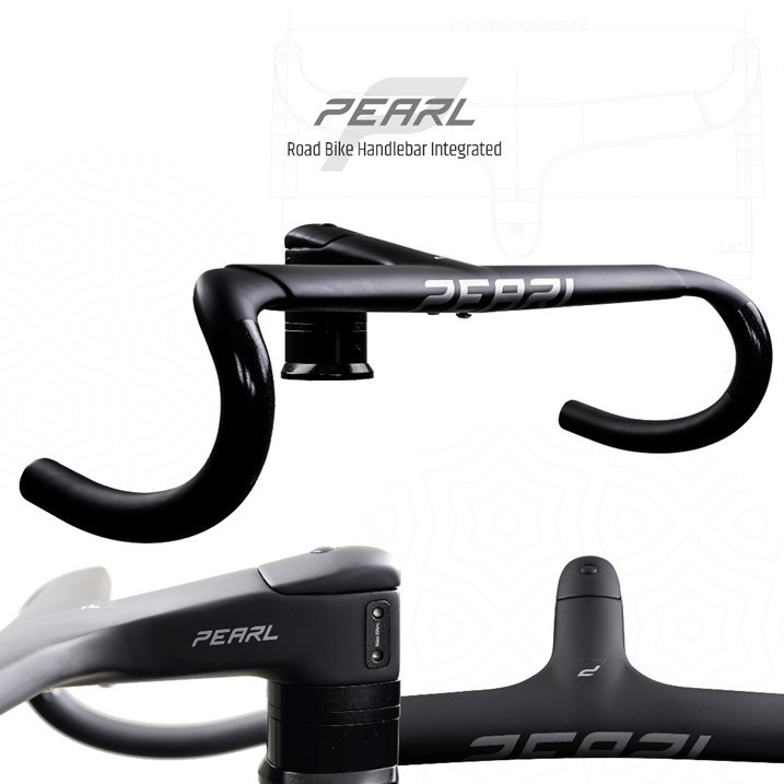 แฮนด์เสือหมอบคาร์บอน Pearl Road Bike Handlebar Integrated ,Reach 80, Drop 125