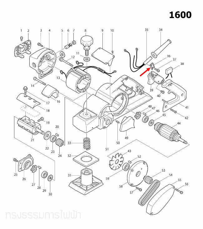 STRAIN RELIEF Makita มากีต้า UB1100, 1100, 1600, TW0200, LS1040, BO4901, N5900B, 6905H, HM1305, HM1306, 9403, 9523NB Pn.687053-2 (แท้) ##(*)
