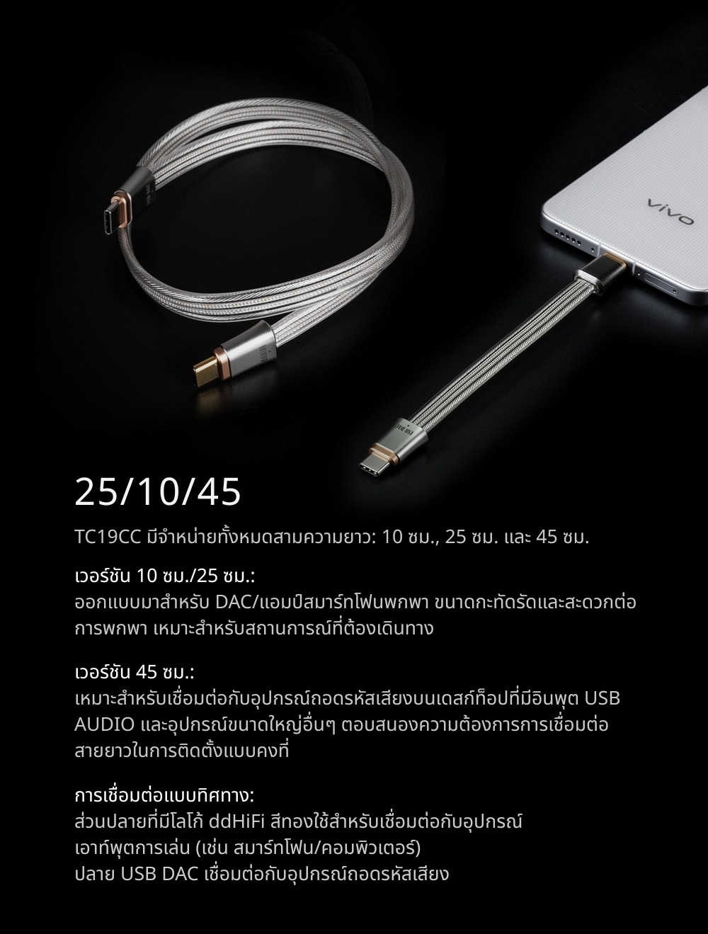 DD TC19CC สายสัญญาณดิจิตอล USB TypeC ระดับเรือธงจาก สำหรับเครื่องเสียง ประกันศูนย์ไทย